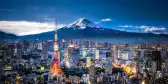 Tokyo evening skyline with Mt. Fuji in the background.